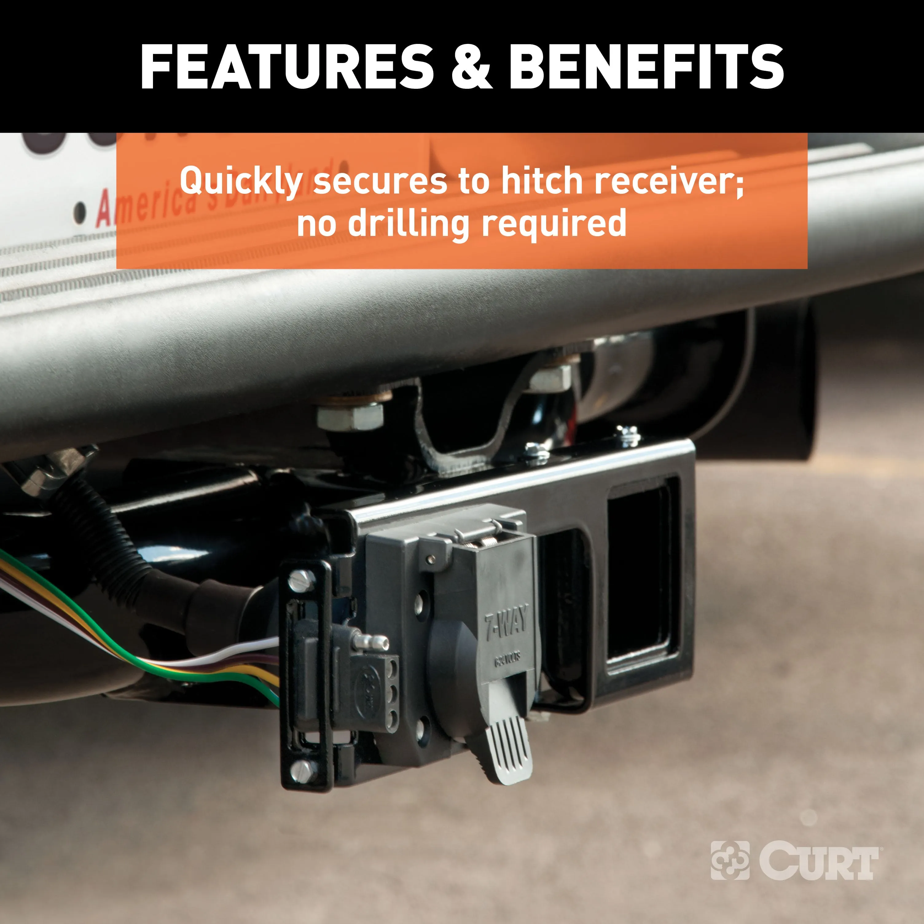 CURT 58000 Easy-Mount Wiring Bracket for 4 or 5-Flat/6 or 7-Round (2in. Receiver)