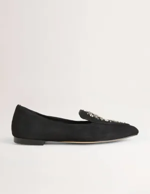 Embellished Suede Loafer-Black
