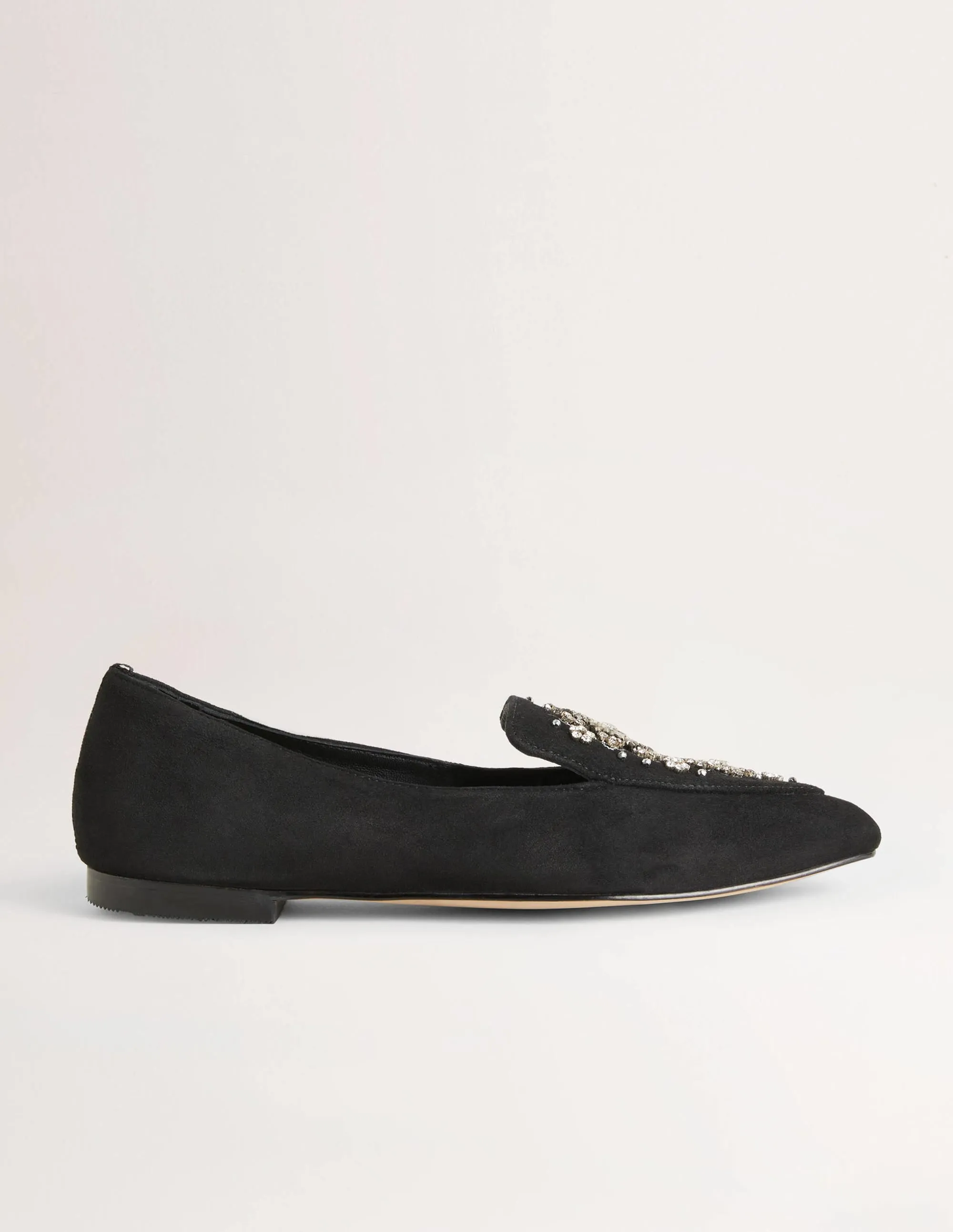 Embellished Suede Loafer-Black