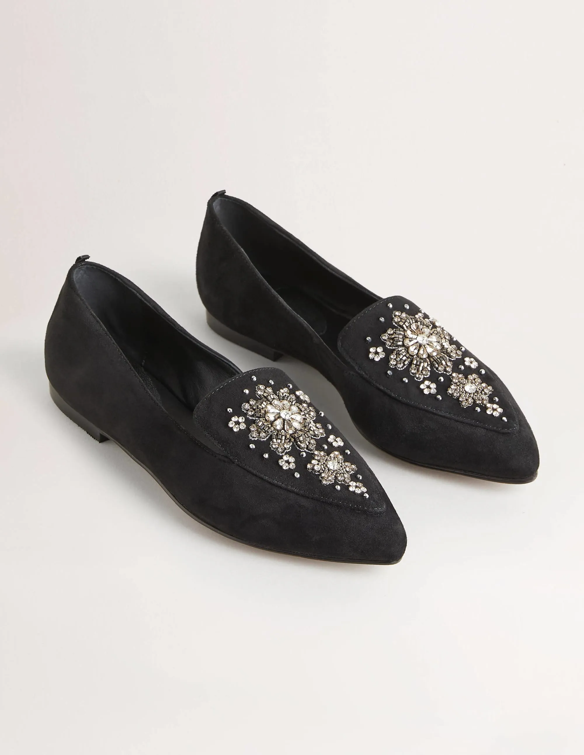 Embellished Suede Loafer-Black
