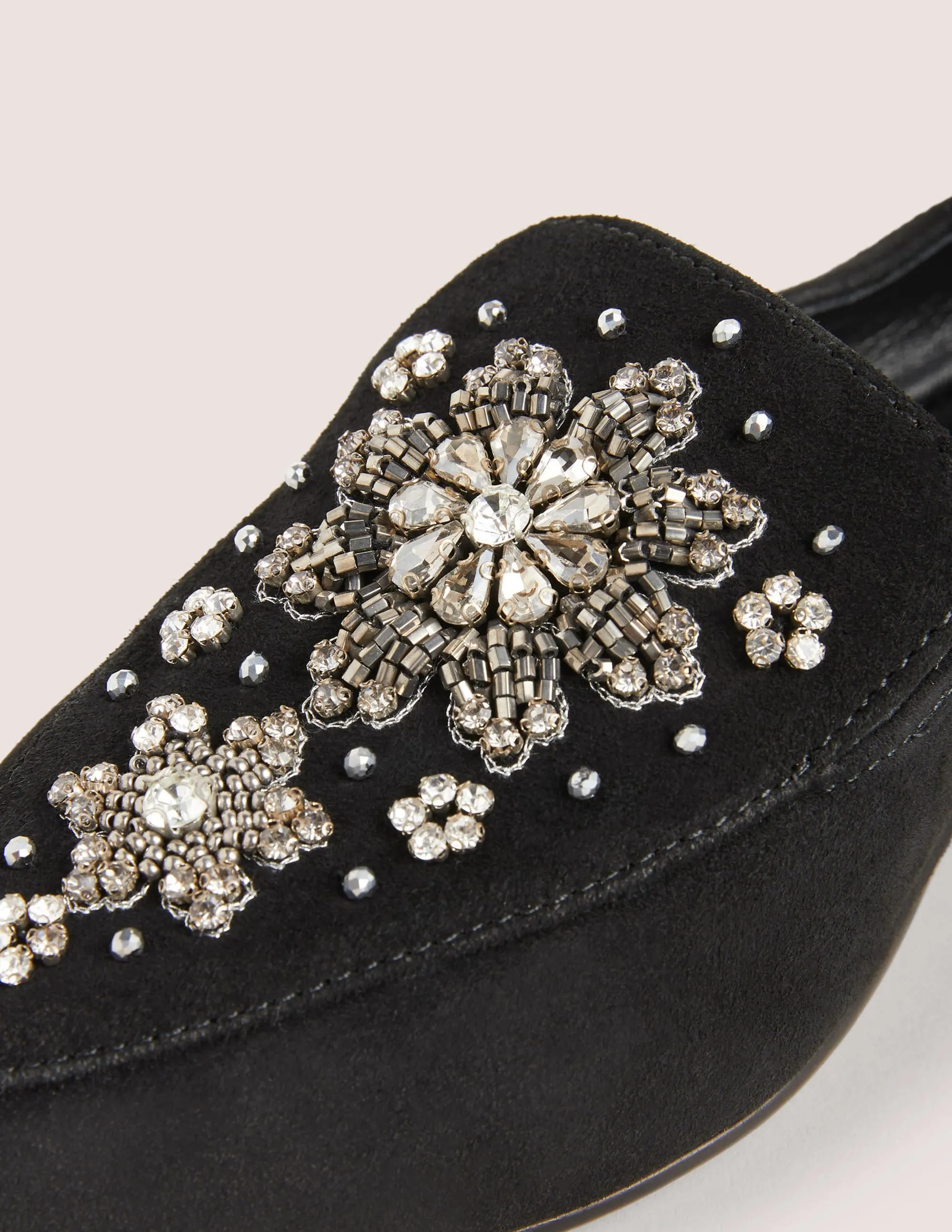 Embellished Suede Loafer-Black