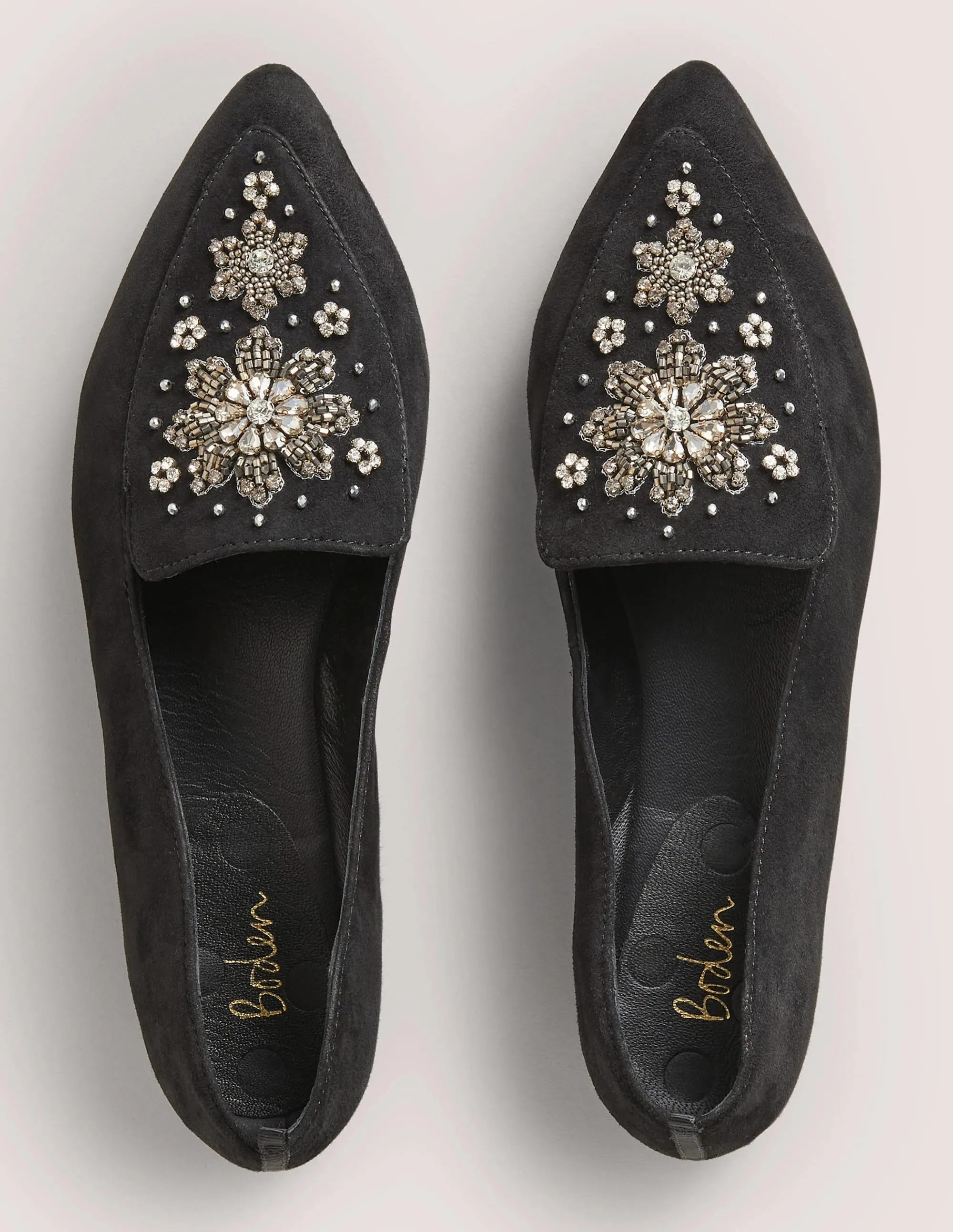 Embellished Suede Loafer-Black