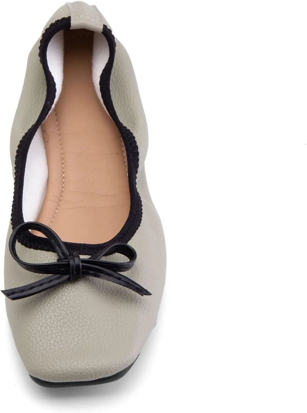 Gicoiz Foldable Flats Womens Square Toe Bowtie Ballerina Slippers
