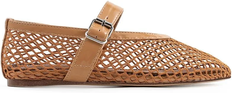 Goiphrri Ballet Flats Shoes for Women Fashion Summer Womens Flats Comfortable Dressy Buckle Strap Mary Jane Flats Round Toe Ballerina Flats for Women Wide Width Mesh Flats for Women