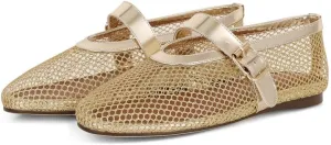 Goiphrri Ballet Flats Shoes for Women Fashion Summer Womens Flats Comfortable Dressy Buckle Strap Mary Jane Flats Round Toe Ballerina Flats for Women Wide Width Mesh Flats for Women