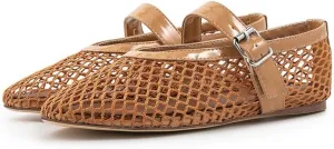 Goiphrri Ballet Flats Shoes for Women Fashion Summer Womens Flats Comfortable Dressy Buckle Strap Mary Jane Flats Round Toe Ballerina Flats for Women Wide Width Mesh Flats for Women