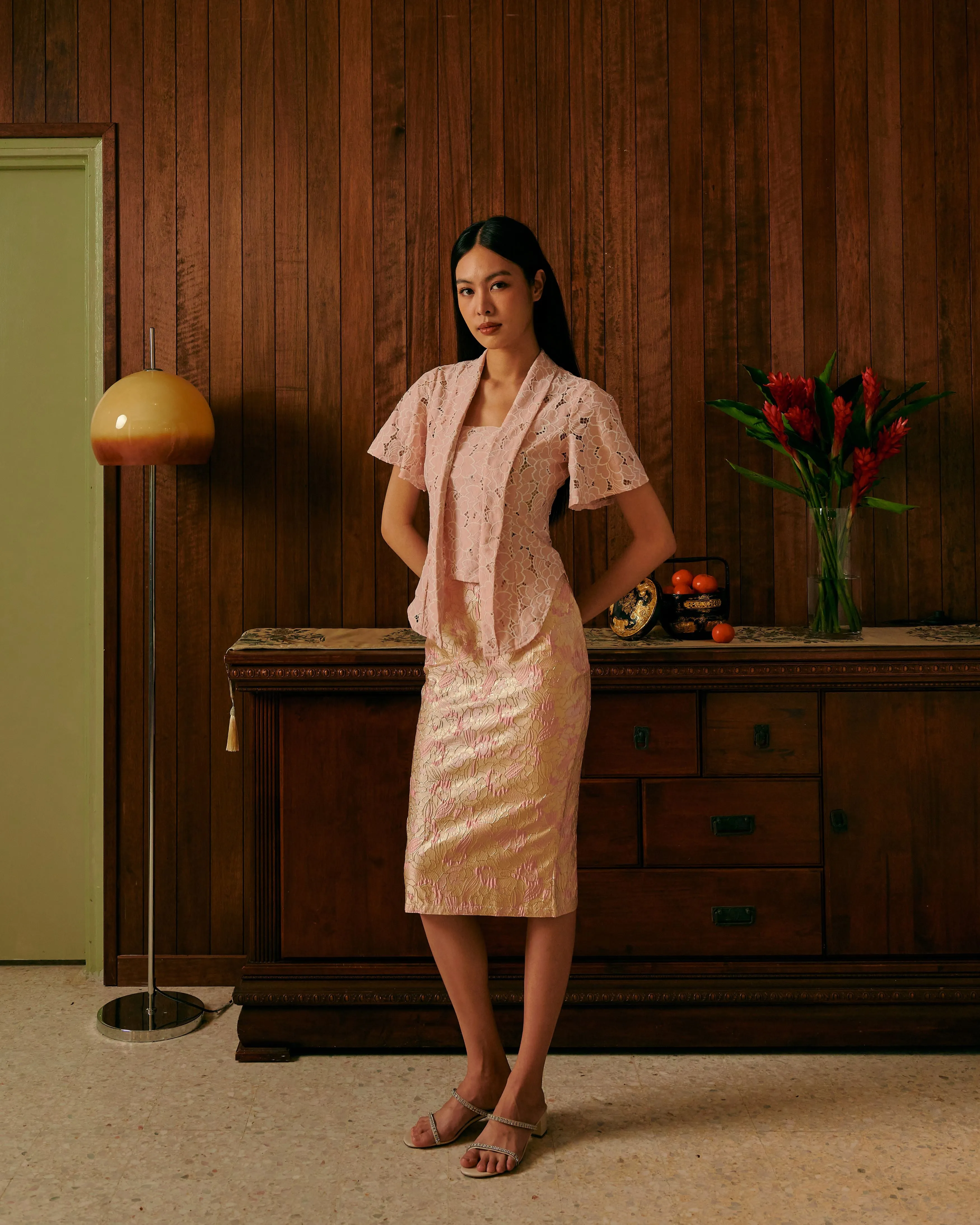 Jasmine Kebaya Top (Baby Pink)