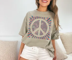 Retro Red White Blue Peace Sign | Comfort Colors Fourth of July Tee