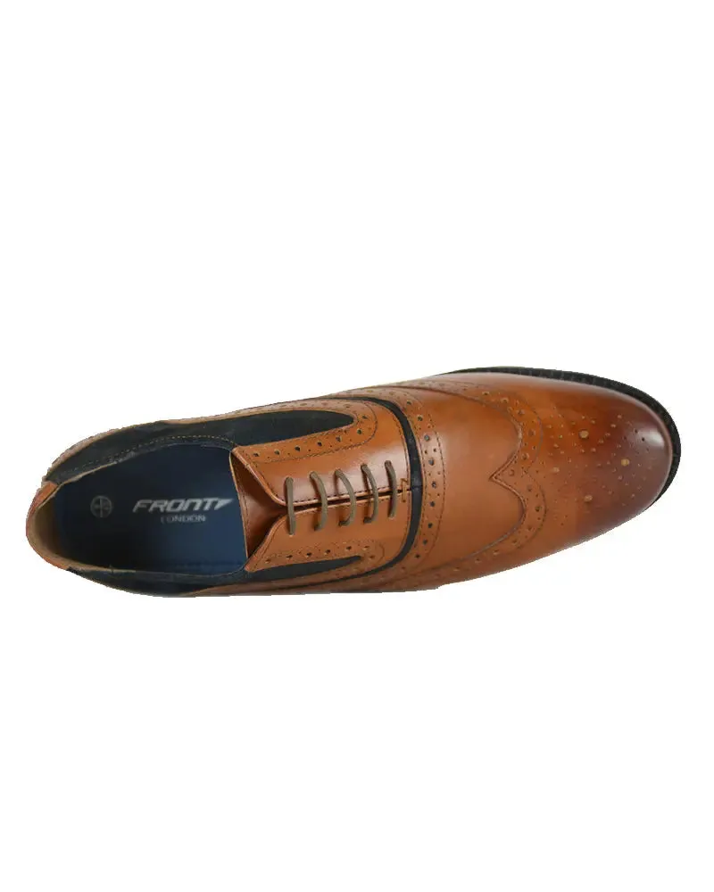 Spencer Oxford Leather Brogues - Tan / Navy
