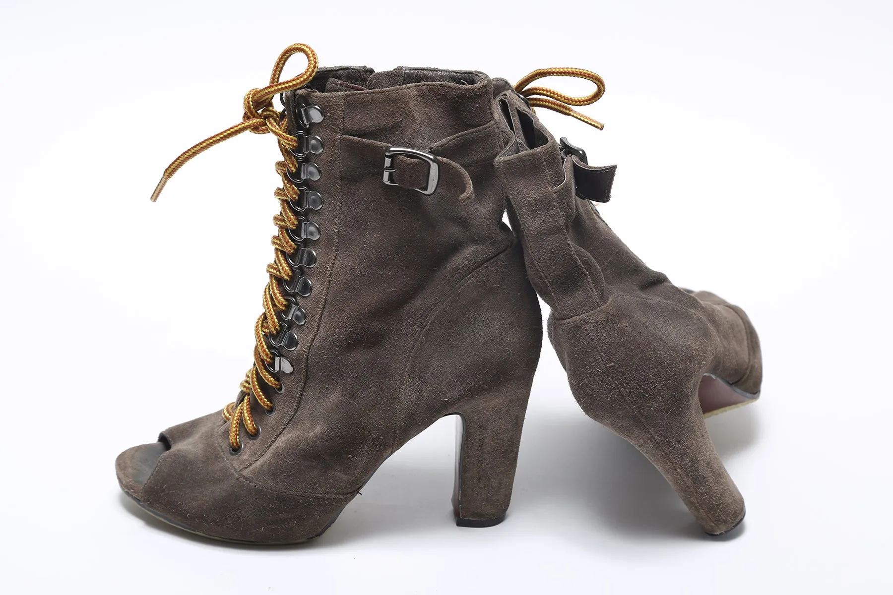 Suede Tie Up Boots