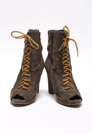Suede Tie Up Boots
