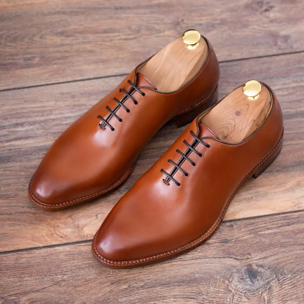Tan Leather Drayton One Cut Oxfords - Formal Shoes