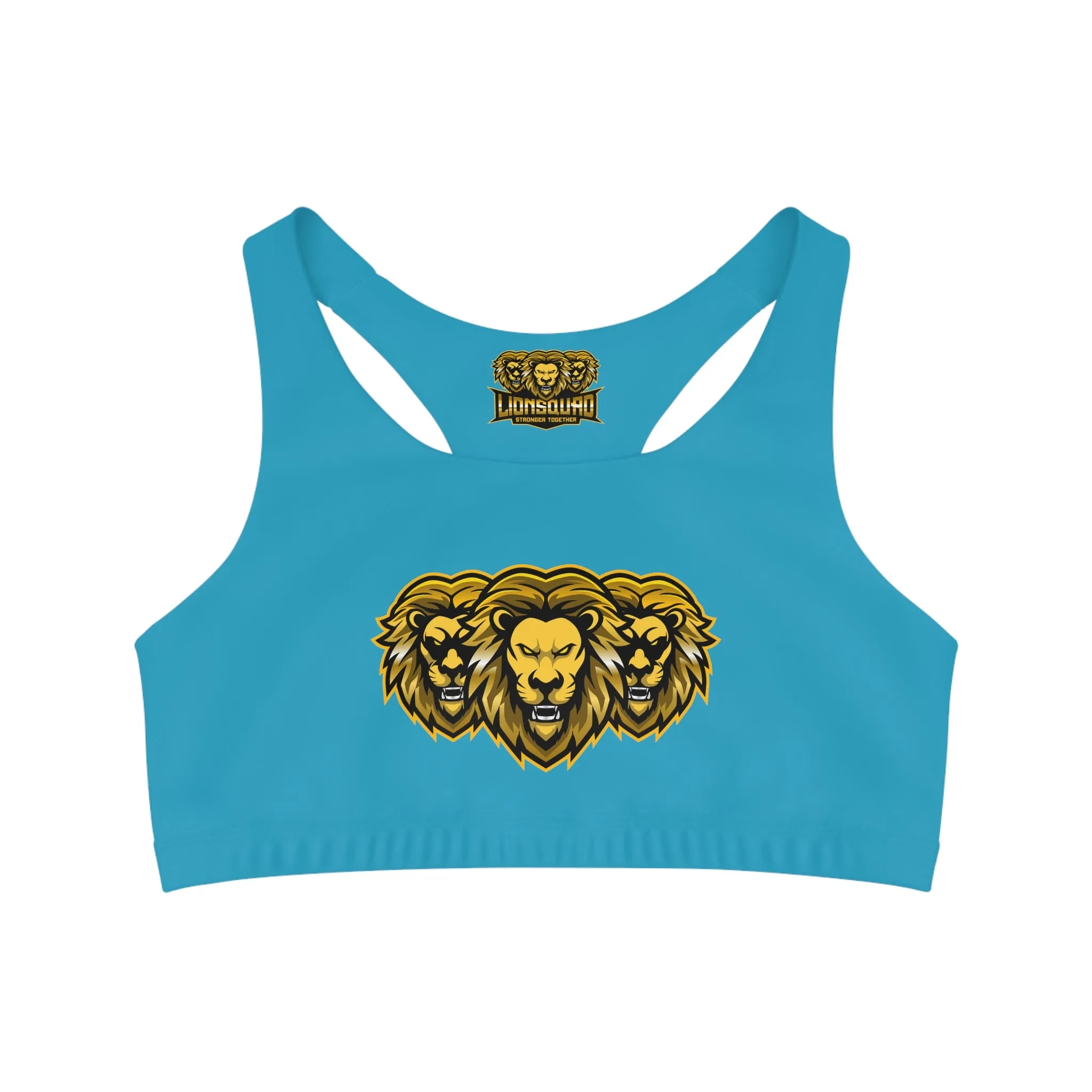 Turquoise "Sun Gold Lion"  Seamless Sports Bra