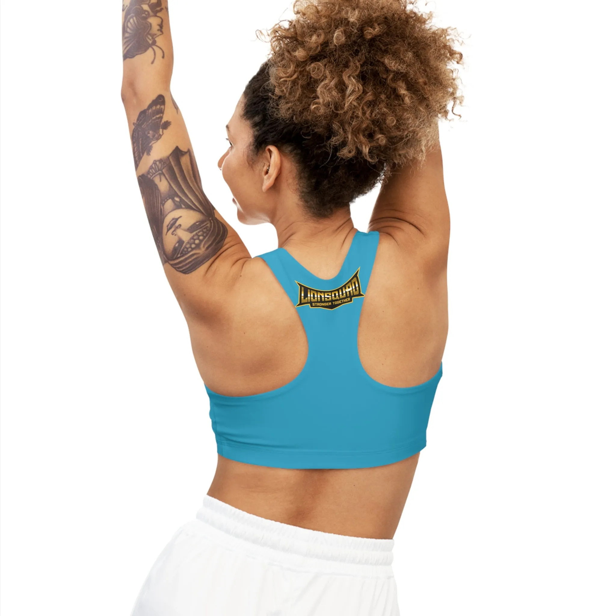 Turquoise "Sun Gold Lion"  Seamless Sports Bra