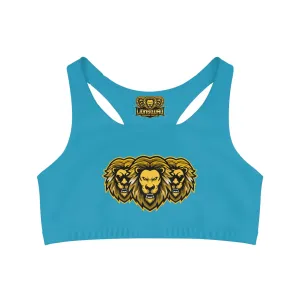 Turquoise "Sun Gold Lion"  Seamless Sports Bra