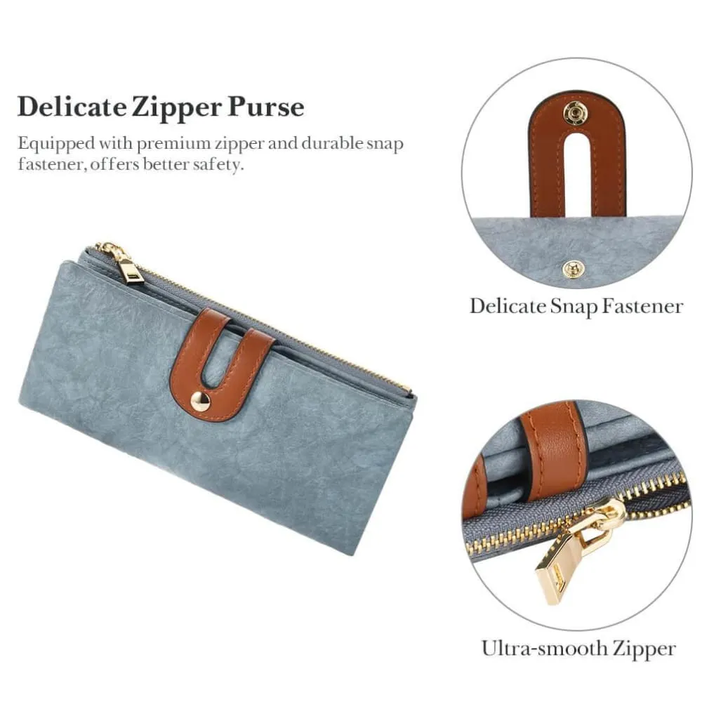 Vbiger Compact Women Purse Foldable Lady Wallet Cellphone Purse Wallet with RFID Blocking Function