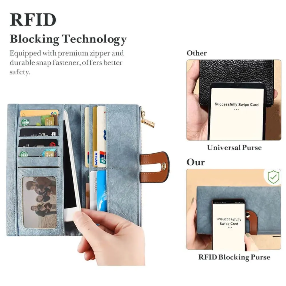 Vbiger Compact Women Purse Foldable Lady Wallet Cellphone Purse Wallet with RFID Blocking Function