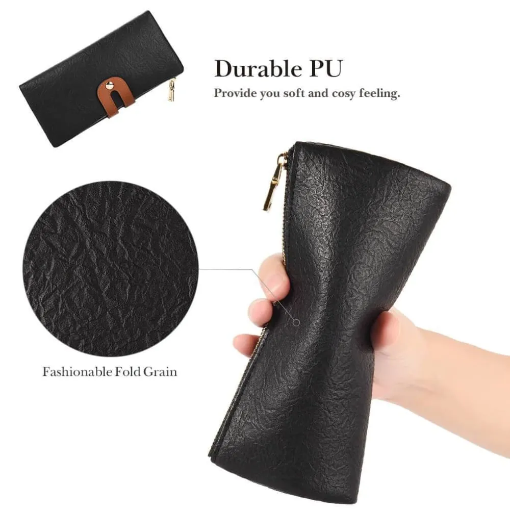 Vbiger Compact Women Purse Foldable Lady Wallet Cellphone Purse Wallet with RFID Blocking Function
