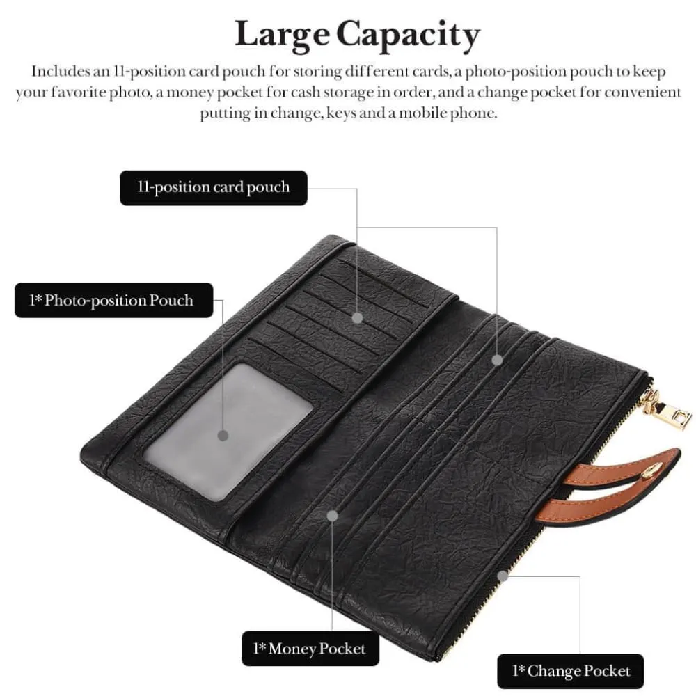 Vbiger Compact Women Purse Foldable Lady Wallet Cellphone Purse Wallet with RFID Blocking Function