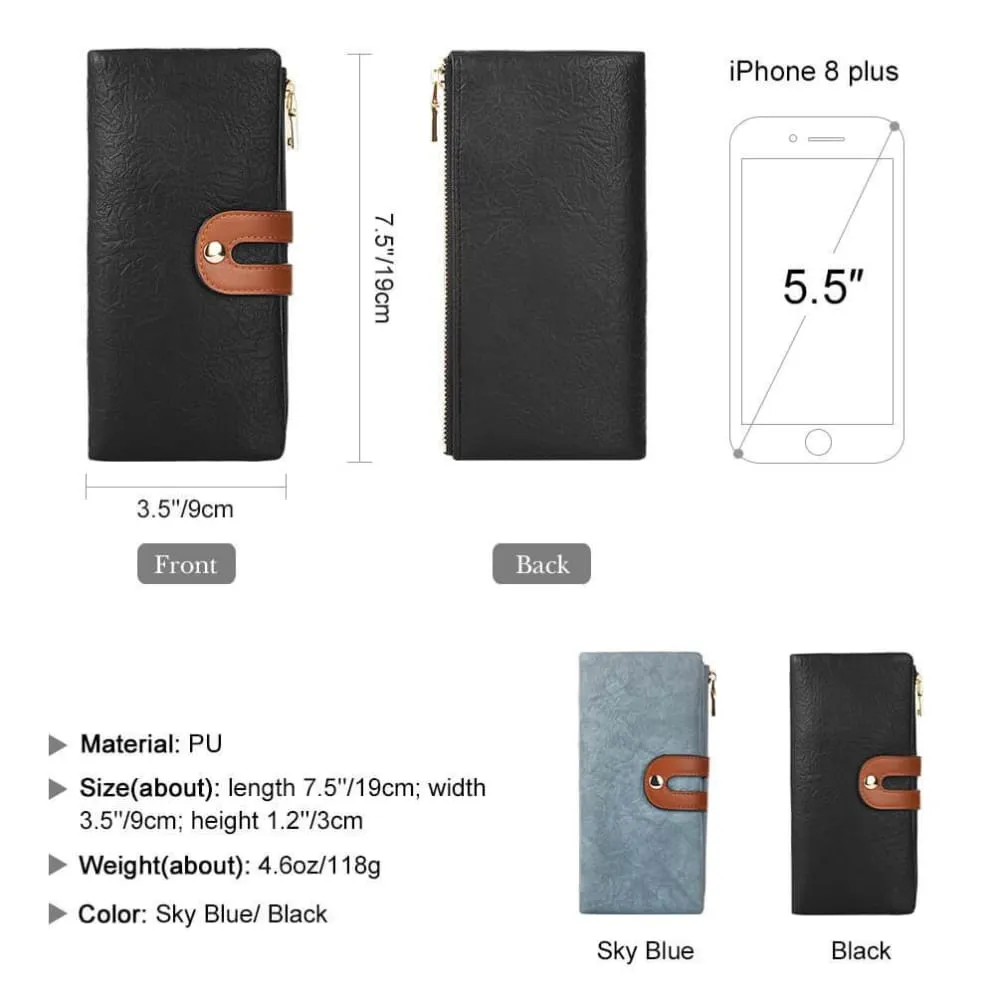 Vbiger Compact Women Purse Foldable Lady Wallet Cellphone Purse Wallet with RFID Blocking Function