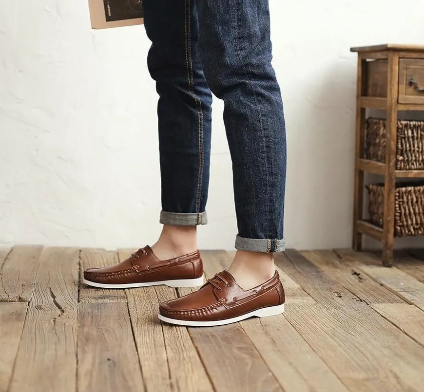 West Louis Leather Moccasins With Fashion Laces