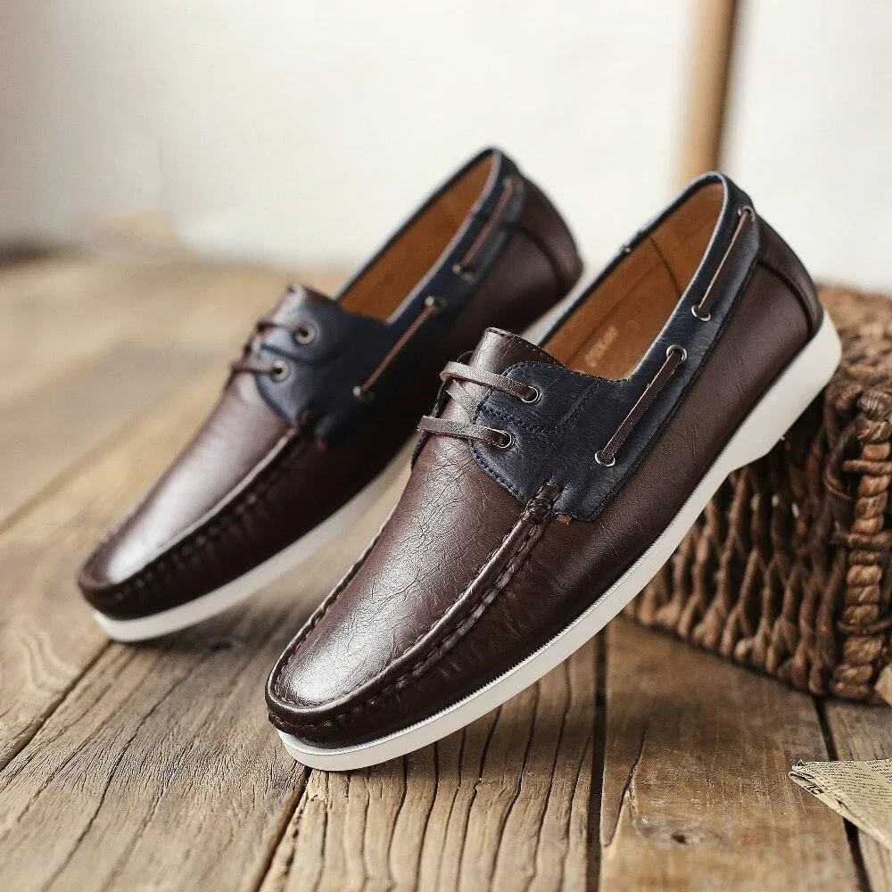 West Louis Leather Moccasins With Fashion Laces