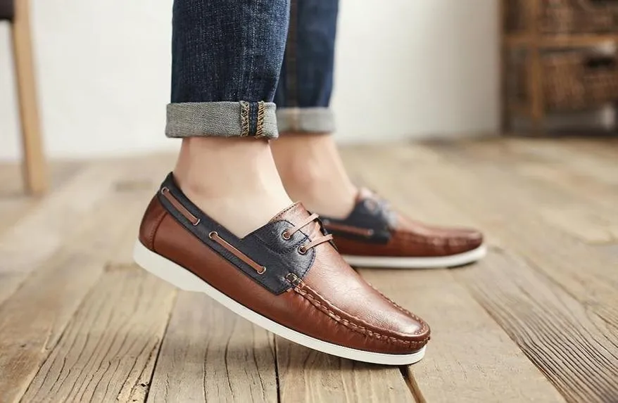 West Louis Leather Moccasins With Fashion Laces